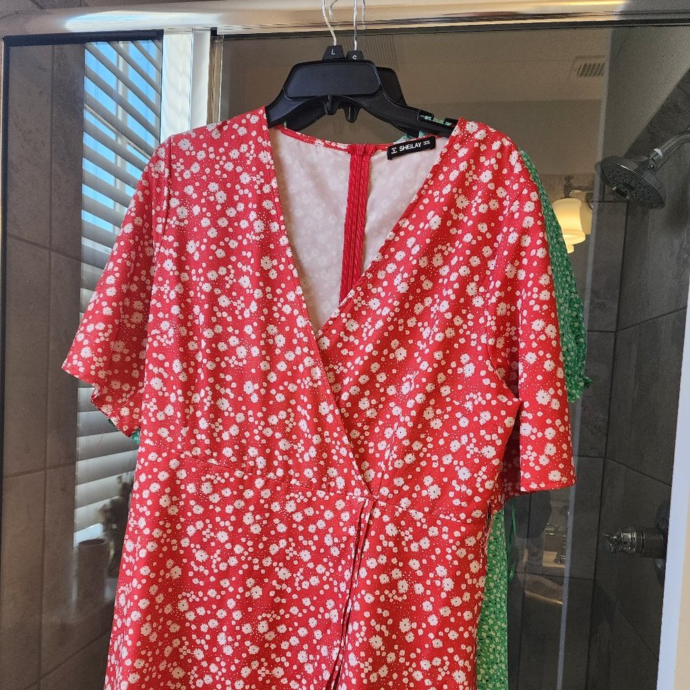 Red Polka Dot Wrap Dress